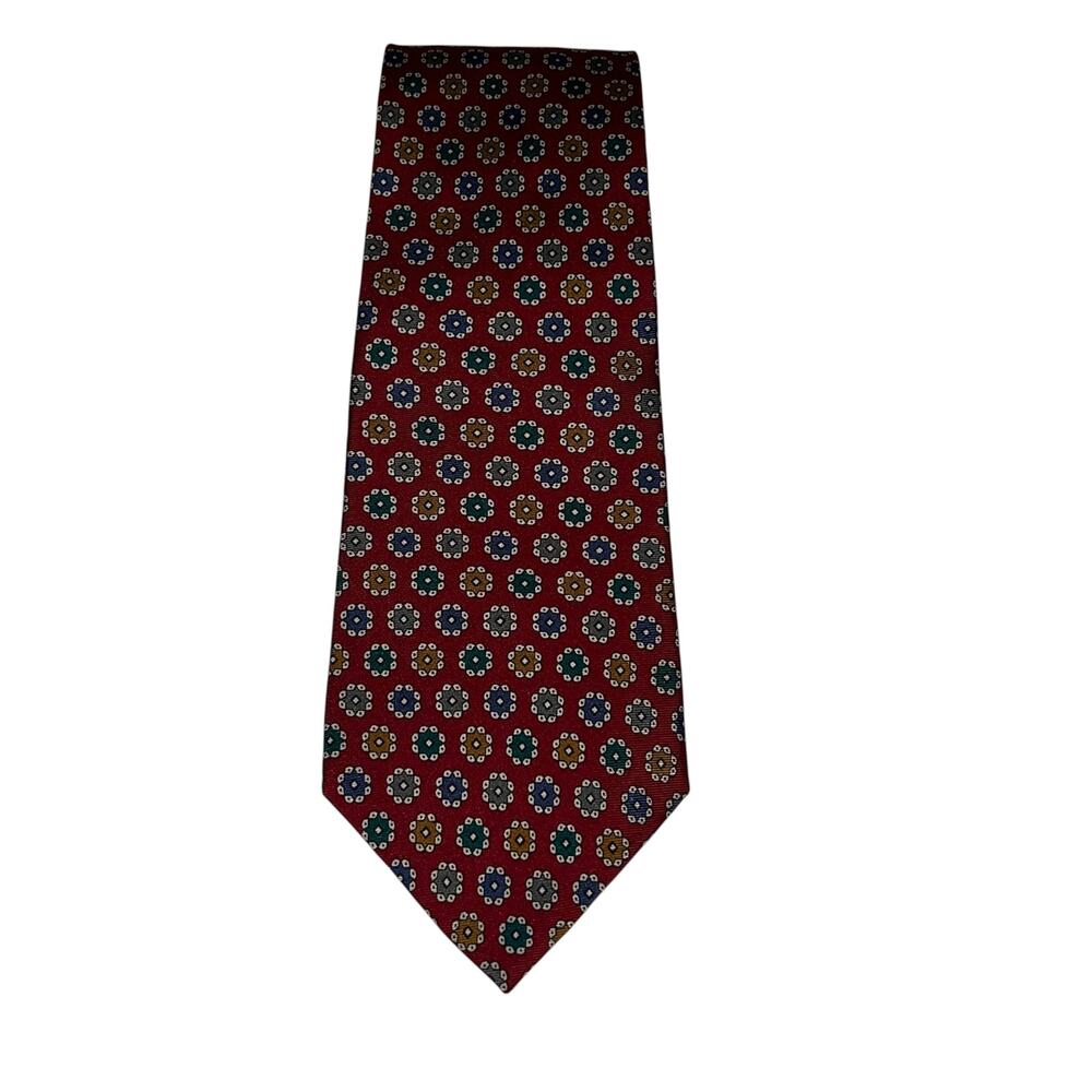 Burberry Silk Tie Burgundy Geometric Pattern NWT